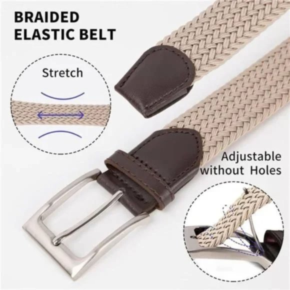 New Elastic Mens Belt 1 3/8" Width, Fairwin Casual Stretch Woven Golf Belt - Picture 4 of 7